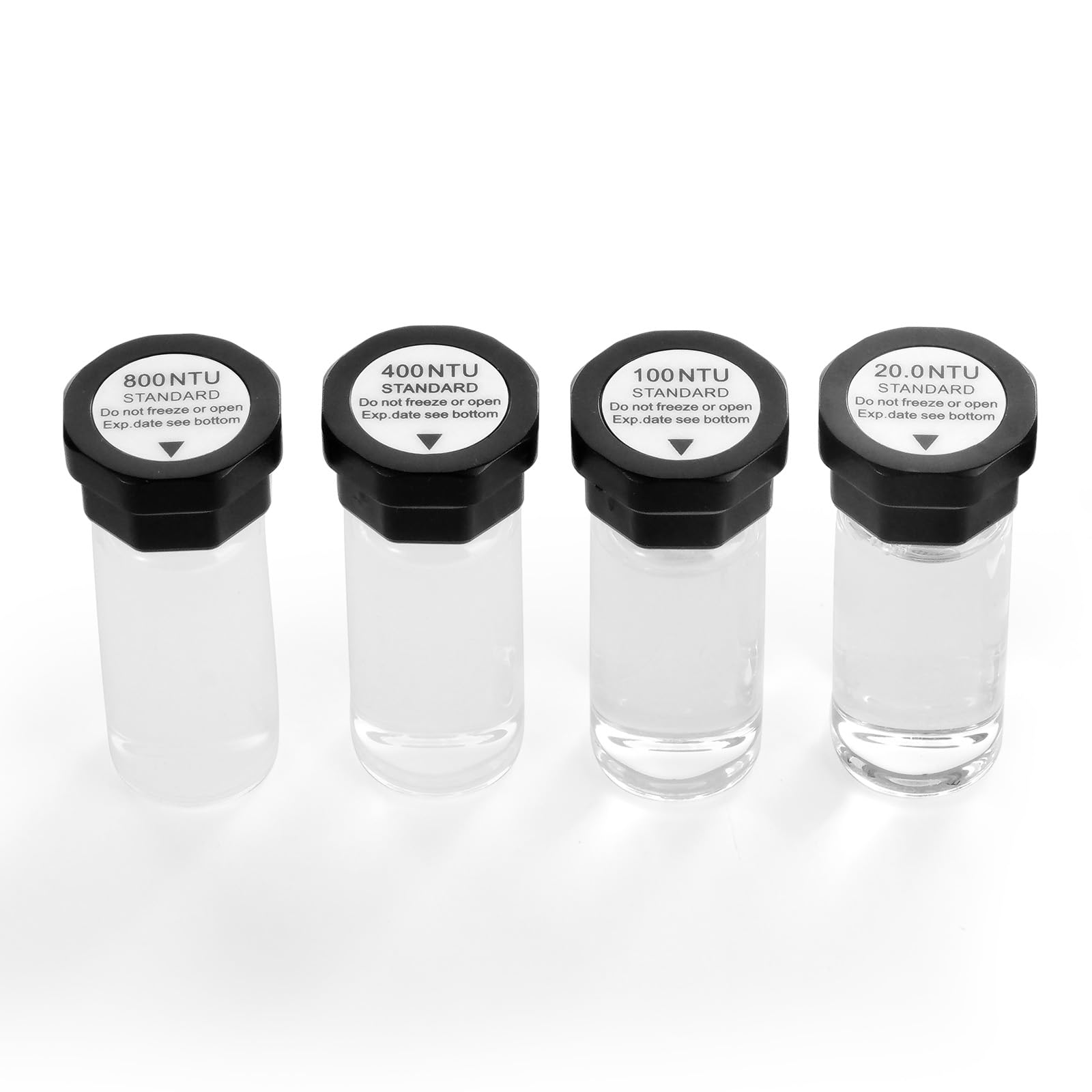 VEVOR Kit Completo de Solución de Calibración de Turbidez, 20/100/400/800 NTU, 20 ml Cada Uno, 4 uds, para Turbidímetro TN2000, Inserto Protector a Prueba de Golpes, Diseño de Botella Sellada