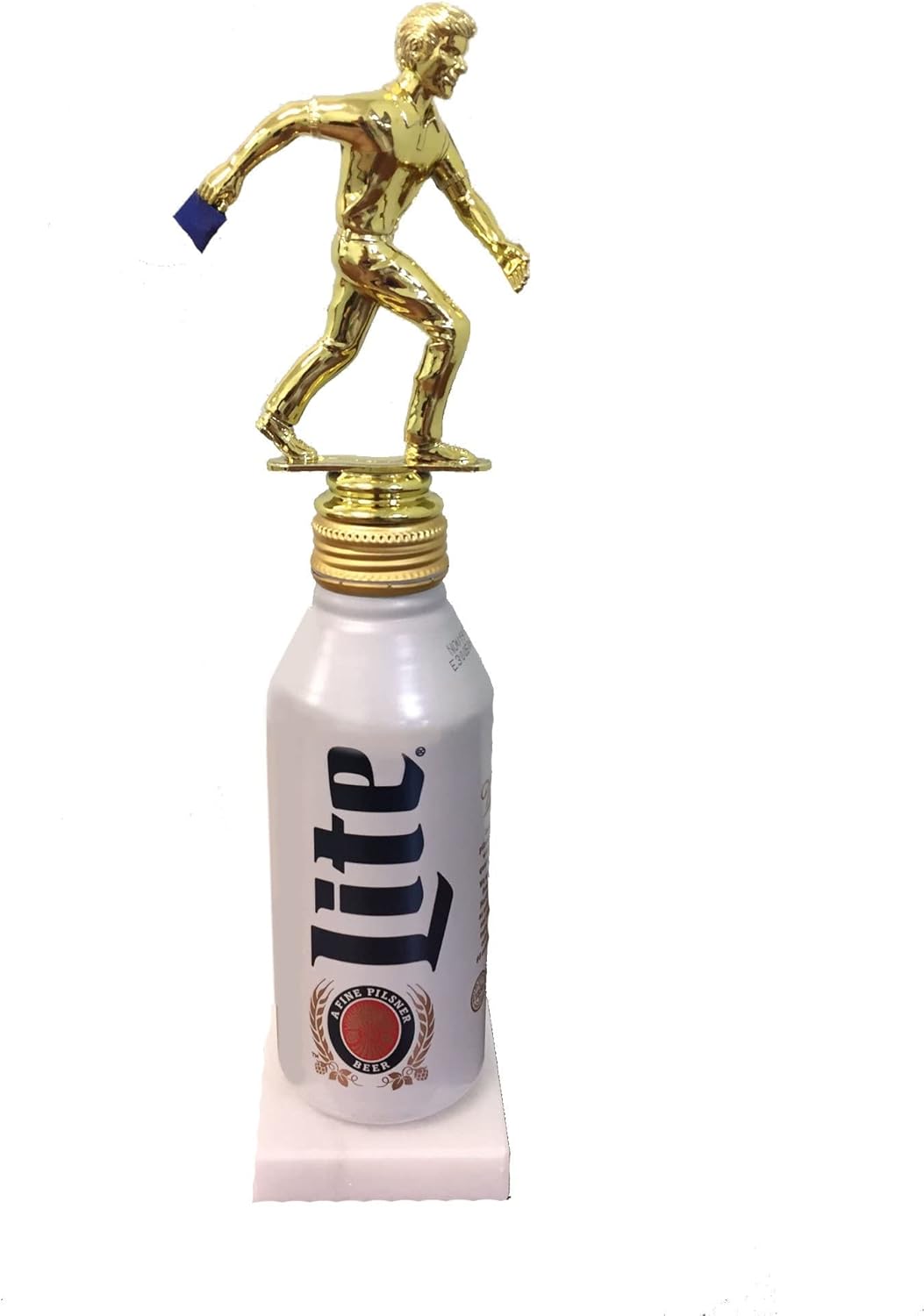Beer Can Stand - Drinking Cornhole Award - Plastic Trophy with Base, Awards and Trophies for Sports Competition, Prizes for Adults Gold & White, 5"