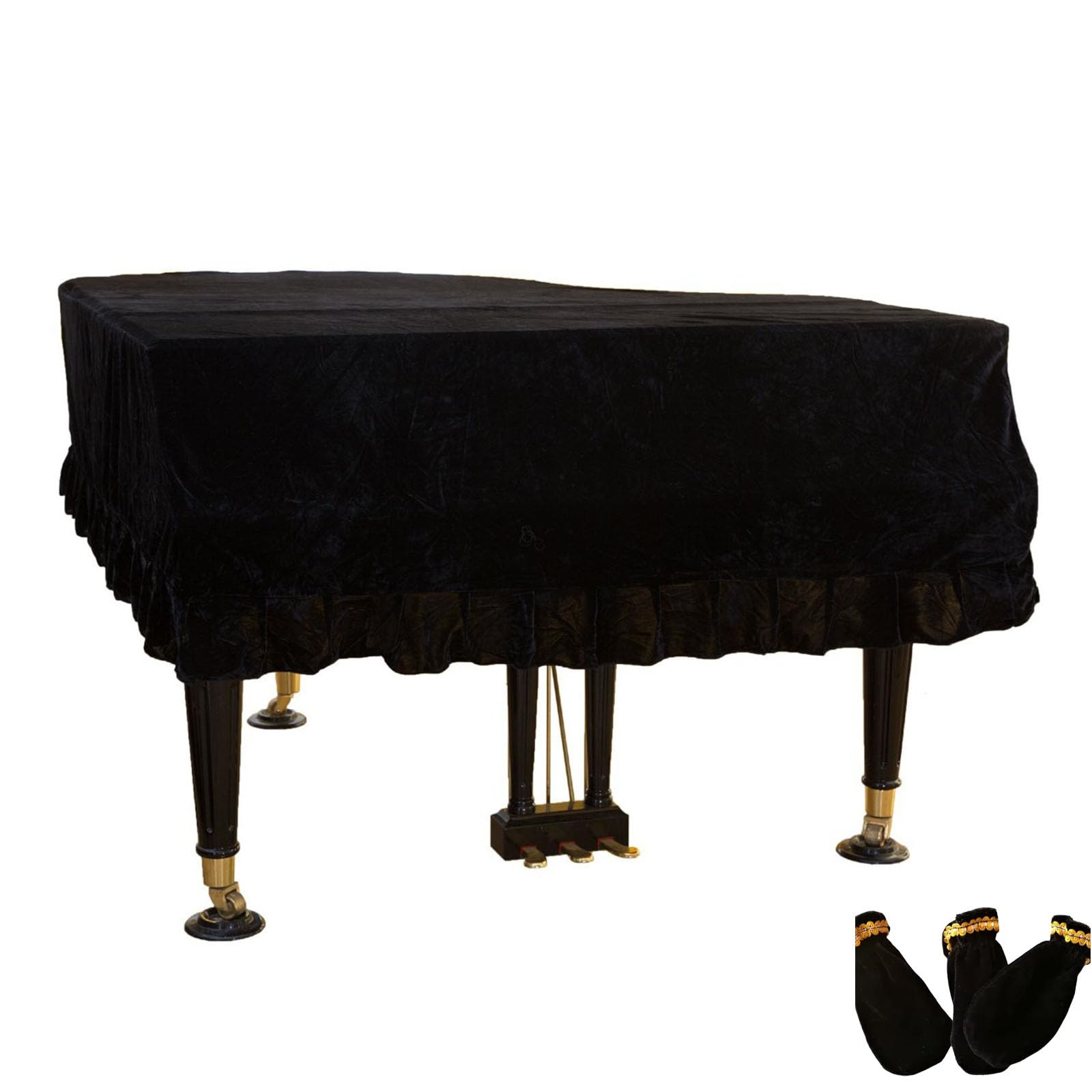 Copertura Per Pianoforte A Coda in Velluto, Copertura Antipolvere Per Pianoforte A Coda in Velluto, Copertura Protettivo Per Pianoforte A Coda Decorativo,Con 3 Copri Pedali Pianoforte,A,230 240
