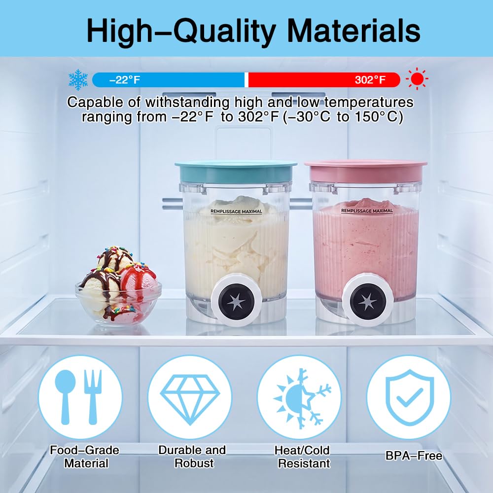 Golgner 2 Stück Ninja Swirl Creami Behälter, Tubs Zubehör für die Ninja Creami NC701 NC700 Serie, Behälter für Ninja Creami Swirl Pints und Deckel, BPA-frei für Ninja Creami NC701 NC700 Serie