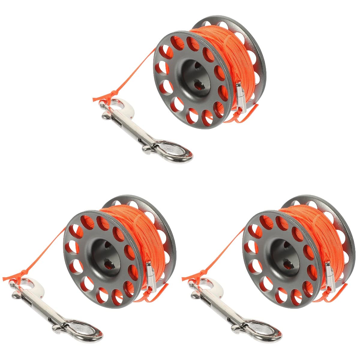 Toddmomy 3 Rollen Anti-Aufwickelvorrichtung Tauchausrüstung Spule Taucher tragbar Tauchwerkzeuge Tauchleinenrad Tauchzubehör Tauchschnurrolle Diving Line Rolle Aluminiumlegierung Grau