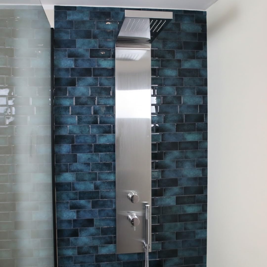 Columna de ducha mecánica con ducha y flexible, aluminio cromado, Essebagno Essekadra