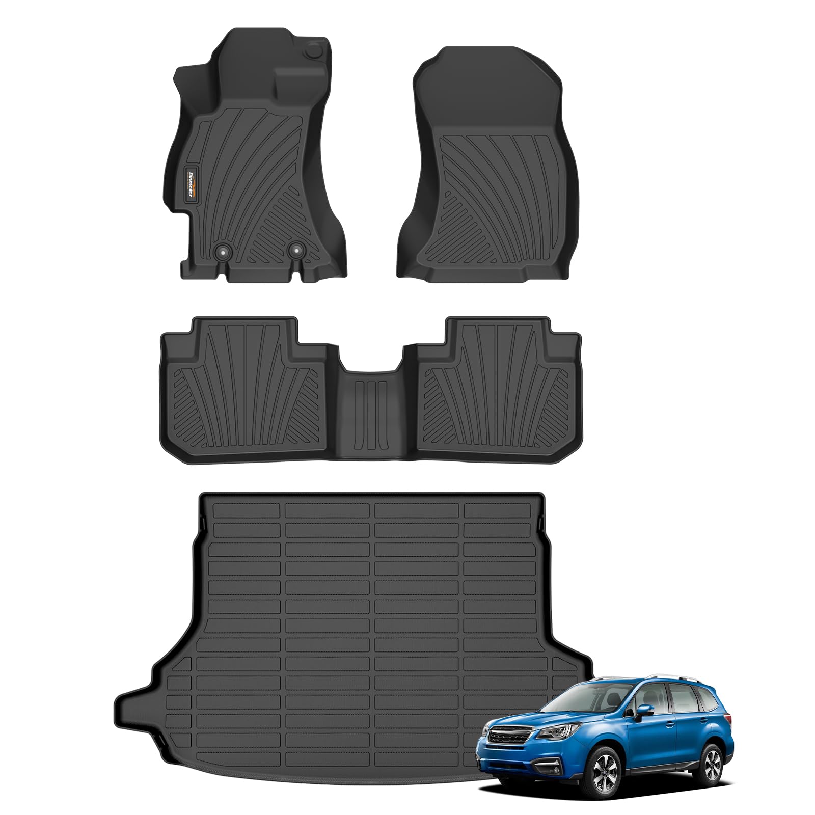 Binmotor-Floor Mats & Cargo Liner Set for Subaru Forester 2014-2018 | All Weather TPE Car Floor Mats for Subaru Forester Accessories Custom Fit Vehicle Mats