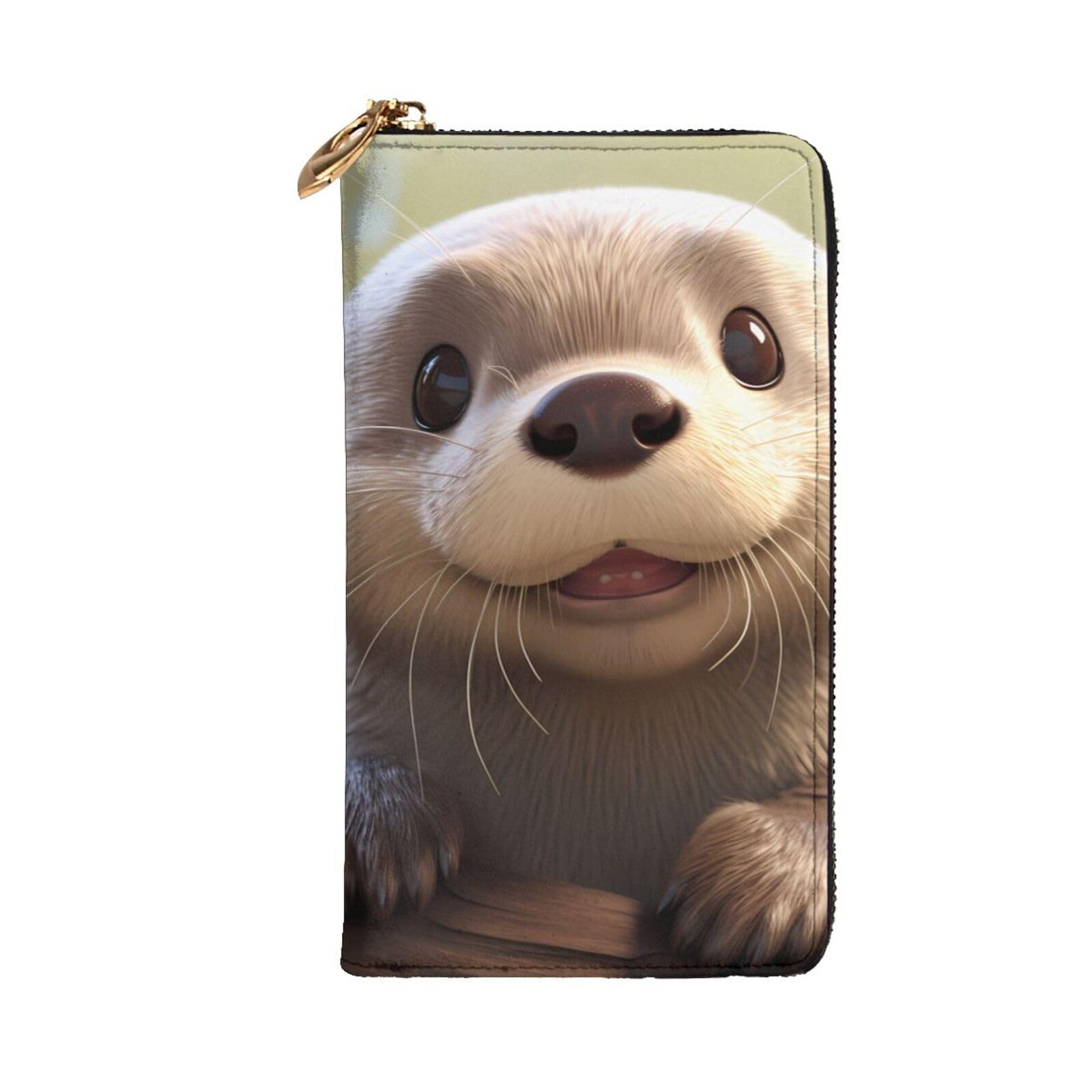YYHHAOFA Cartoon Otter Printed Leather long clutch wallet : Comfortable, lightweight, waterproof, durable 7.48 x 4.13 in