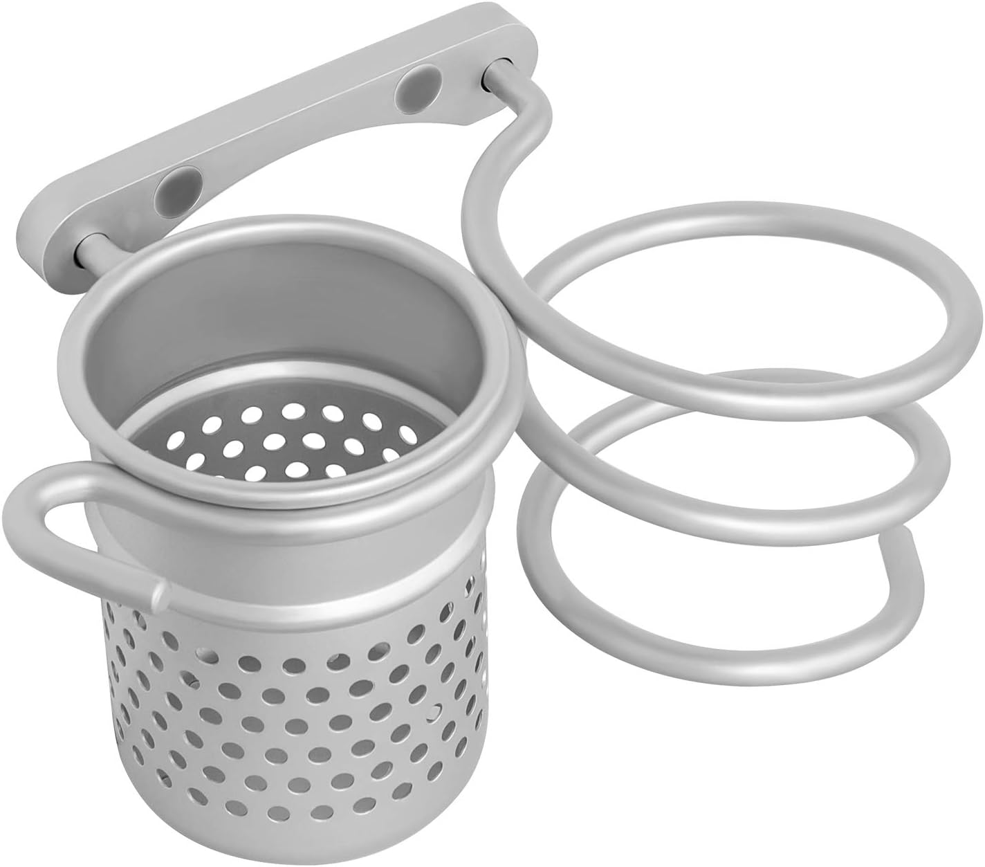 sanlinkee Hair Dryer Holder Wall Mounted Spiral Hairdryer Holder Hair Dryer Holder Stand Aluminum Hair Dryer Rack with 1 Cup for Bathroom Washroom Salon