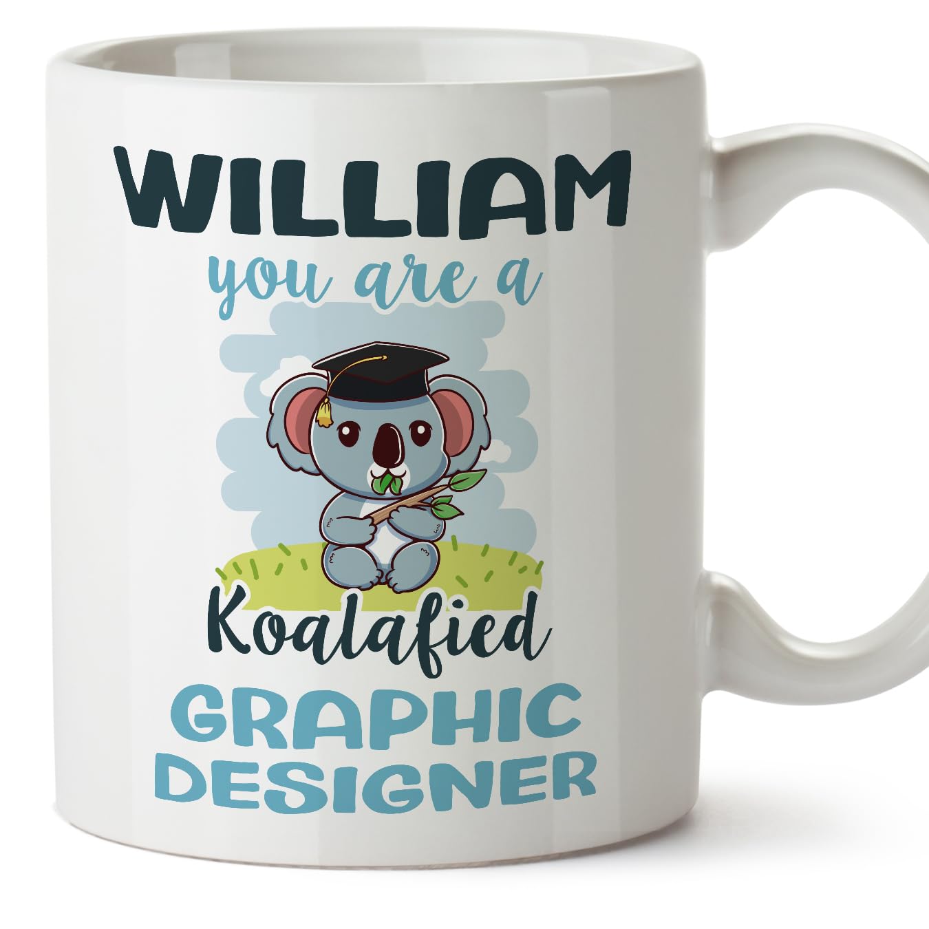 MUGFFINS Personalised Mug for Graphic Designer man - in English - Custom Koalafied - Funny Custom Gift for Colleagues - Ceramic 11oz Mug — image 1