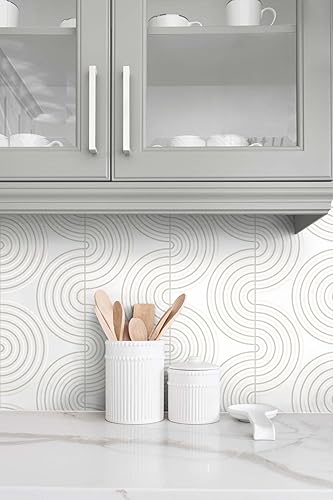 Miniatura 3 de NextWall Papel pintado Zen Geometric Peel and Vinyl Stick (Lunar Rock & Metallic Pearl) - Uno