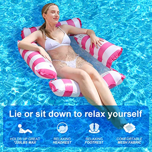 2 Pack Inflatable Hammock Pool Floaties Chair For Adult,Pool Float Chair Lounge For Adults, Water Floating Chair For Summer Beach Swimming Pool Toys #TOP7