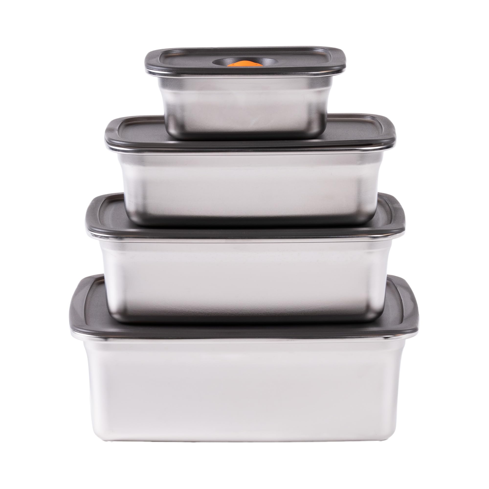 STONELINE Boîte Alimentaire Hermétique Sous Vide en Acier Inoxydable, Lot 300/700/1.200/2.300 ml, compatible au Micro-ondes Four Congélateur, Boîte de Conservation Récipient Alimentaire avec Couvercle