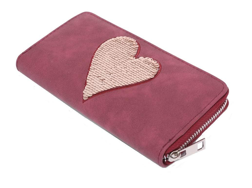 MOCA Premium Womens Girls Ladies Long Clutch Zipper Wallet Hand Purse for Womens Women's Girls Ladies Wallet Clutch Purse Mobile Phone Pocket Cash Card Holder Wallet for Women (Wine Red)-image-41