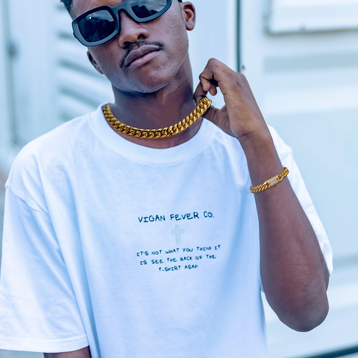 Jxlepe Mens Miami Cuban Link Chain 18K Gold 15mm Stainless Steel Curb Necklace with cz Diamond Chain Choker - Image 3