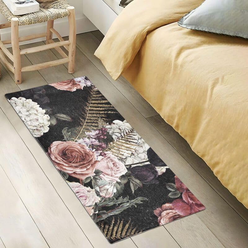 Miniatura 5 de Alfombra antideslizante con rosas florales, antifatiga, para cocina, baño, lavandería, decoración de 39 x 20 pulgadas
