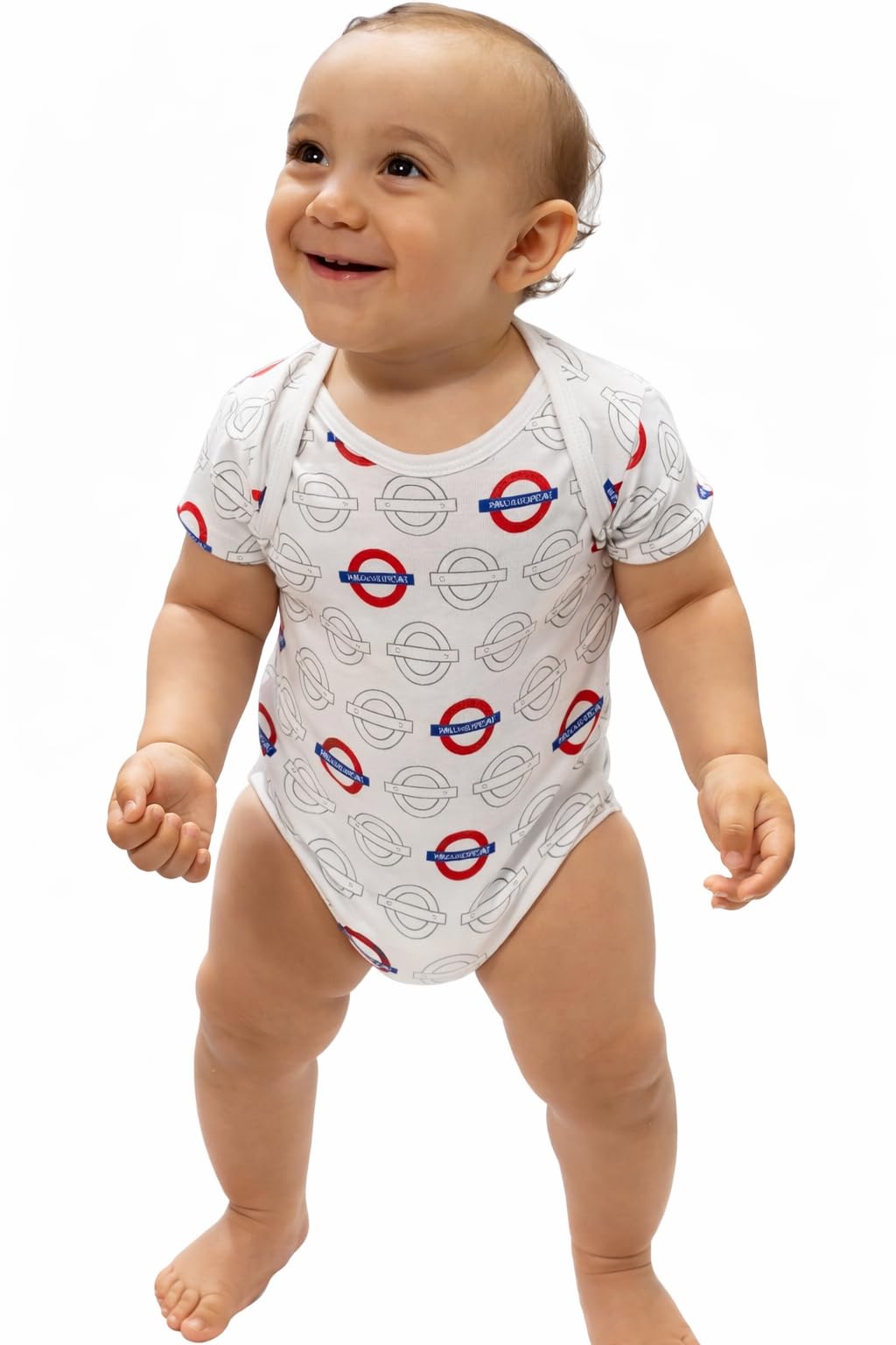 GWCC Licensed London Underground “Mind the Gap” Roundel Baby Grow | All-Over Print | 100% Combed Cotton | Official TFL Product | Limited Edition (0–18 Months) (12-18 Months)