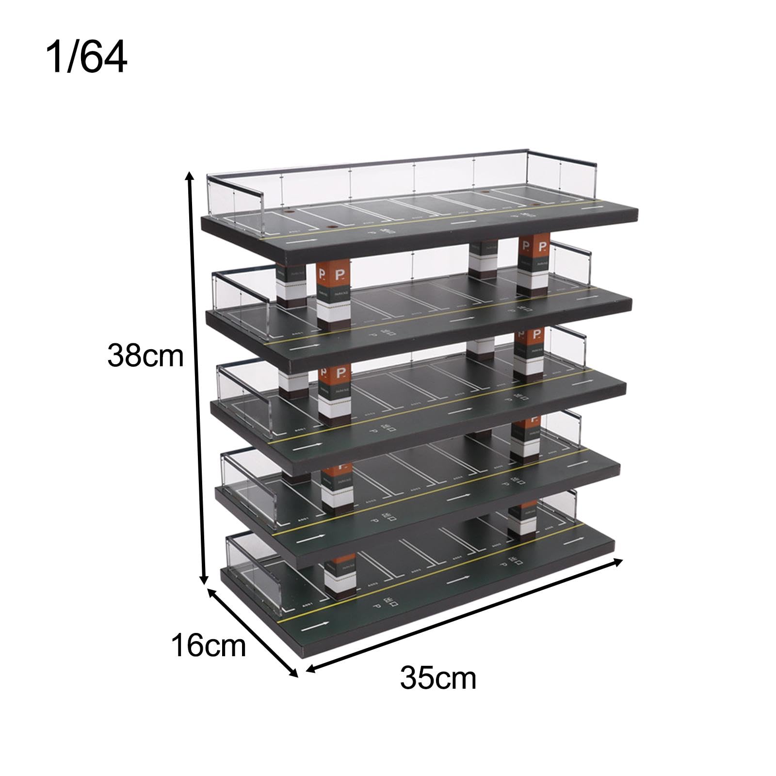 1/64 Parkplatz Vitrinen Modellauto Garage Szenerie Sammlerstück Simulation 5 Stöckige Mini Modellauto Aufbewahrungsbox Heimdekoration