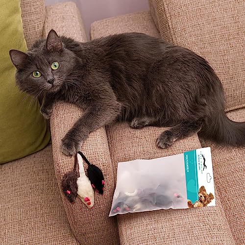 Image of PETS EMPIRE Fun Plush Cat Rats, Cats Hunting Mouse Toys, Bite Proof Cat Toy, Interactive Mice Plush, Kitten Playing Toys Rat, Soft Mouse Toys for Cats, Kittens - 2Pcs (Color May Vary)