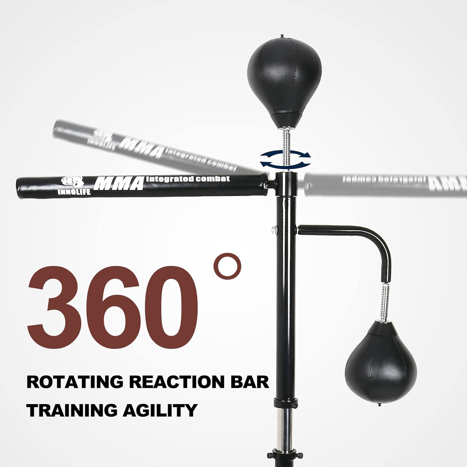 INNOLIFE Boxing Spinning Bar Punching Bags MMA Training, Home Gym Workout Equipment, Punching Bag with 2 Speed Ball for Adults and Youth - Image 2