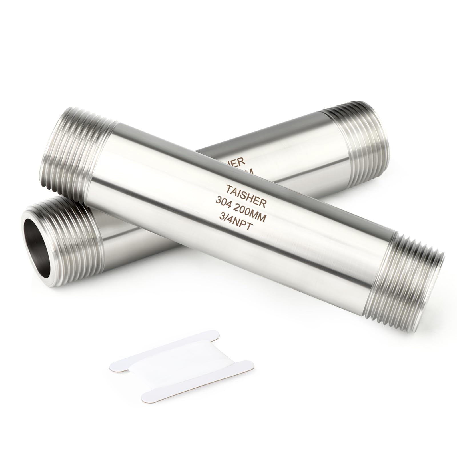 TAISHER 2PCS Stainless Steel Pipe Fittings, 3/4" NPT Male x 3/4" NPT Male Threaded, 8" Length Thickened Nipple Cast Pipe