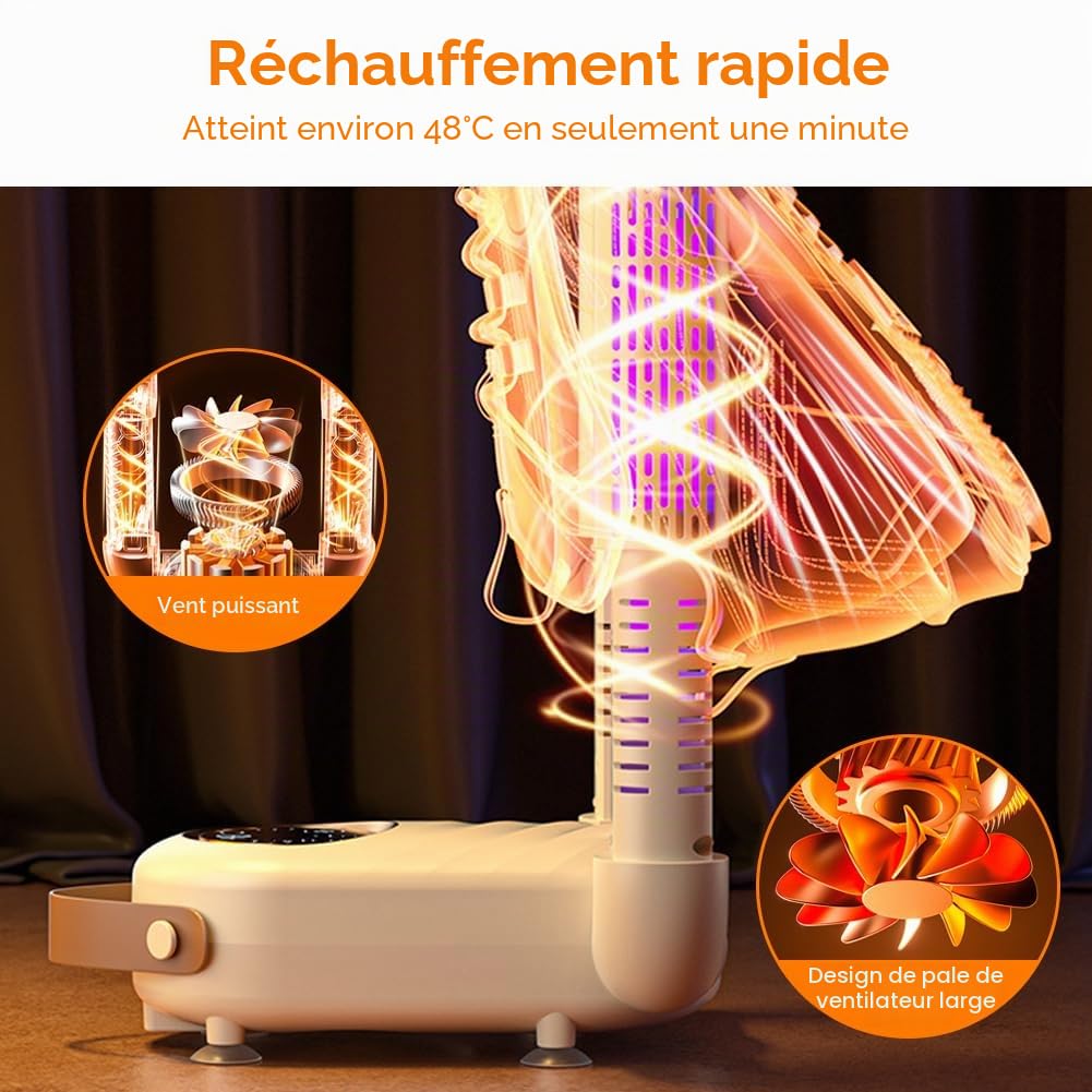 Séchoir à gants de boxe électrique avec stérilisation UV, circulation de la chaleur à 360 °, élimination des odeurs, avec minuterie à 3 niveaux, pliable et peu encombrant pour la maison et les voyages