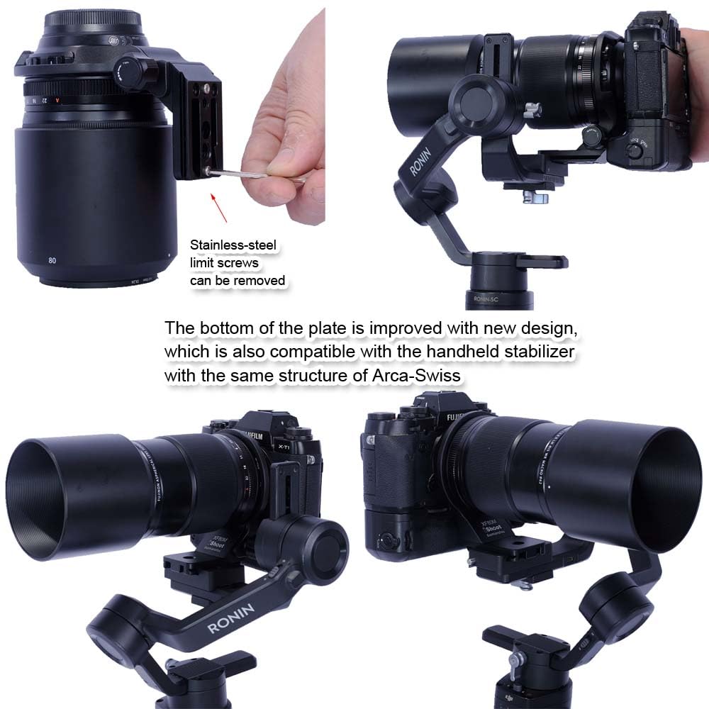 iShoot Objektivkragen Unterstützung Stativ Mount Ring kompatibel mit Fuji XF 80 mm F2.8 R LM OIS WR Makro, Halterung unten Arca-Swiss Fit Schnellwechselplatte für Arca-Stativkopfklemme