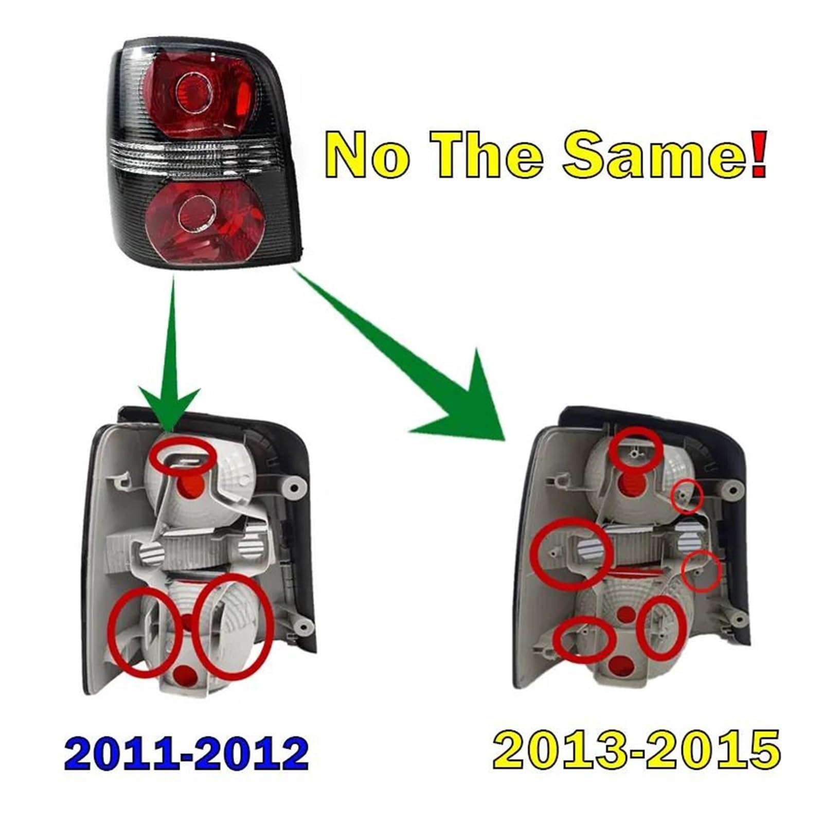 Luz Trasera para VW para Touran 2011-2015 Cubierta Luz Trasera Carcasa Luz Coche Sin Bombillas Piezas Automóvil Luz Trasera Lámpara Señal Reflector Parachoques Trasero(Only Right4)