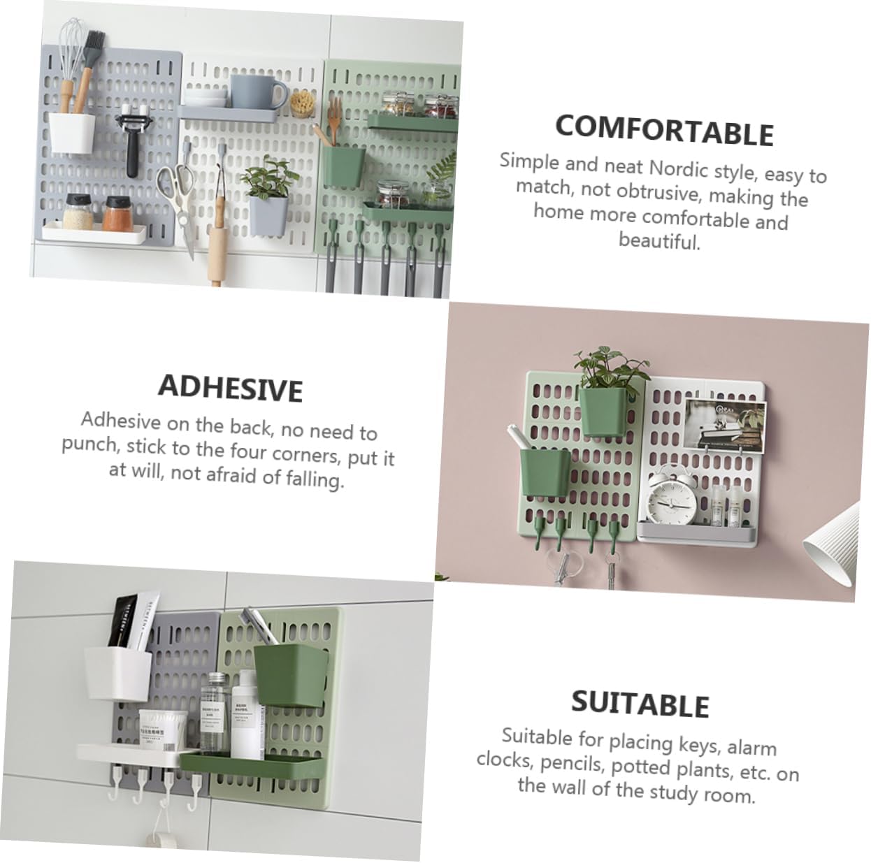 8pcs Punch Bathroom Wall Storage Hooks Versatile Home Storage Shelf with Nordic Design for Organizing Daily Necessities for Kitchen Bedroom and Study Use