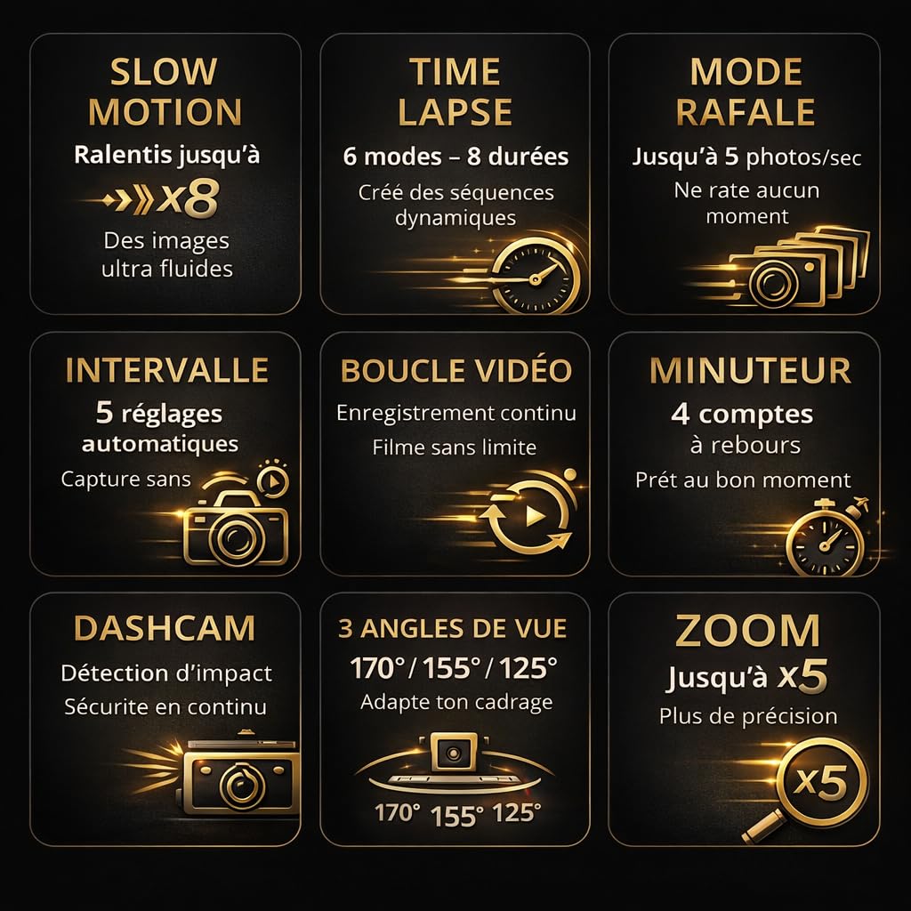 5K26 - Caméra Sport 5K30fps 4K60FPS 120FPS - 31 Accessoires - Photo 50MP - 2 Ecrans Tactile Vlog - Télécommande Micro 360° - Stabilisateur E.I.S 2.0 Étanche 30M - Carte SDXC 64GO - 2X1350mAh