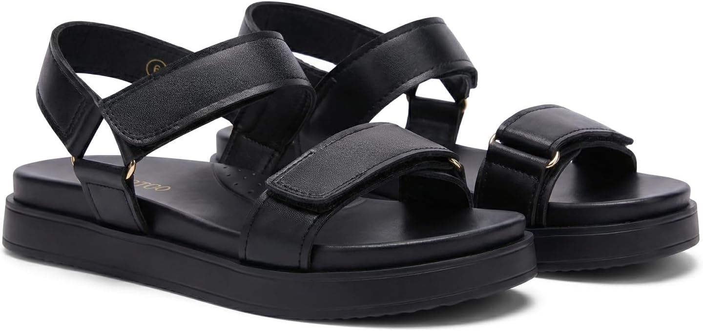 - Womens Platform Sandals Adjustable Strap Open Toe Low Wedge Sandals Beach Vacation Shoes
