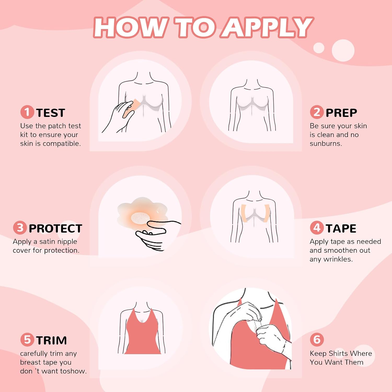 Mciotk Boob Tape Kit - Boobytape for Breast Lift w 2 Body Tape, 2 Pcs Silicone Nipple Covers,12 Pcs Satin Nipple Stickers, 36 Pcs Double Sided Tape, BoobTape for Large Breasts A-G Cup Beige