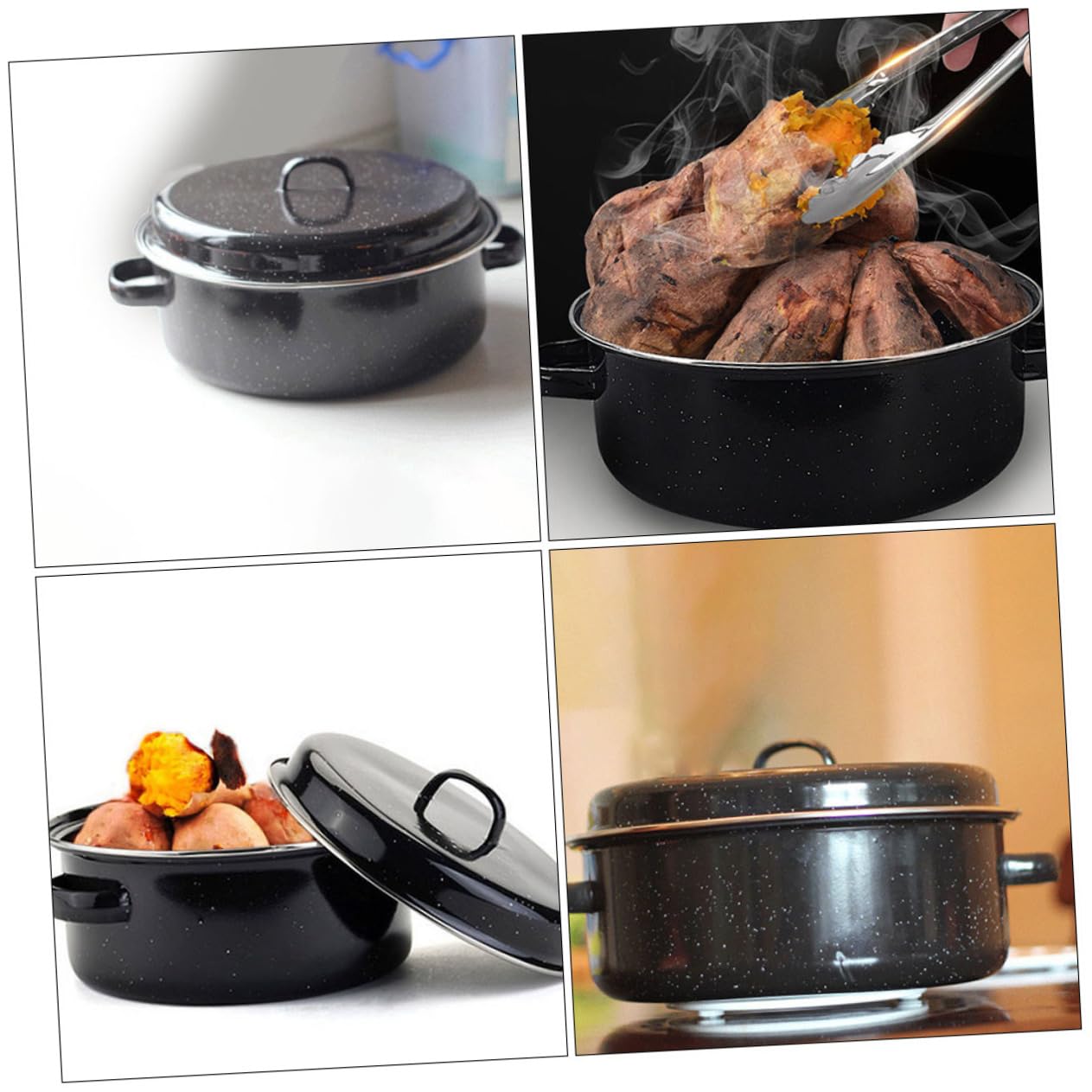 Cabilock Olla Redonda Para Asar Utensilio De Cocina Asador De Patatas y Castañas Fácil De Usar y Limpiar