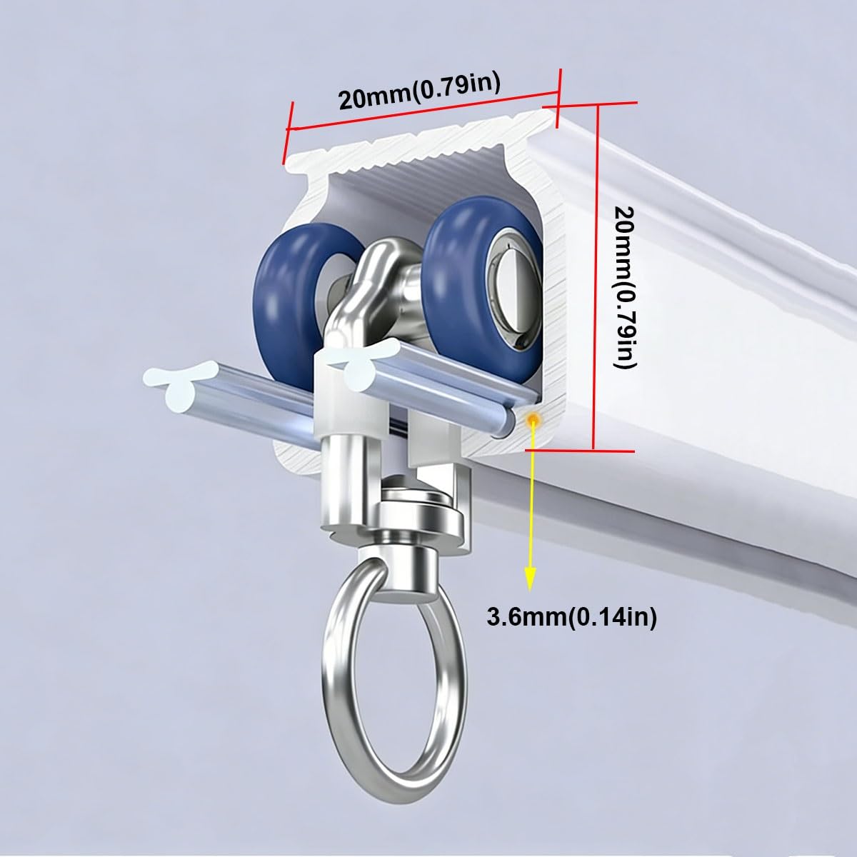 Heavy Duty Rotaia Per Tende con Pulegge Silenziose 5.7 5.8 5.9 6 6.1m, Binario per Tenda da soffitto, Lega AlluminioRiloga Scorritenda per Stanze Ufficio Camper E Doccia(4.6M)