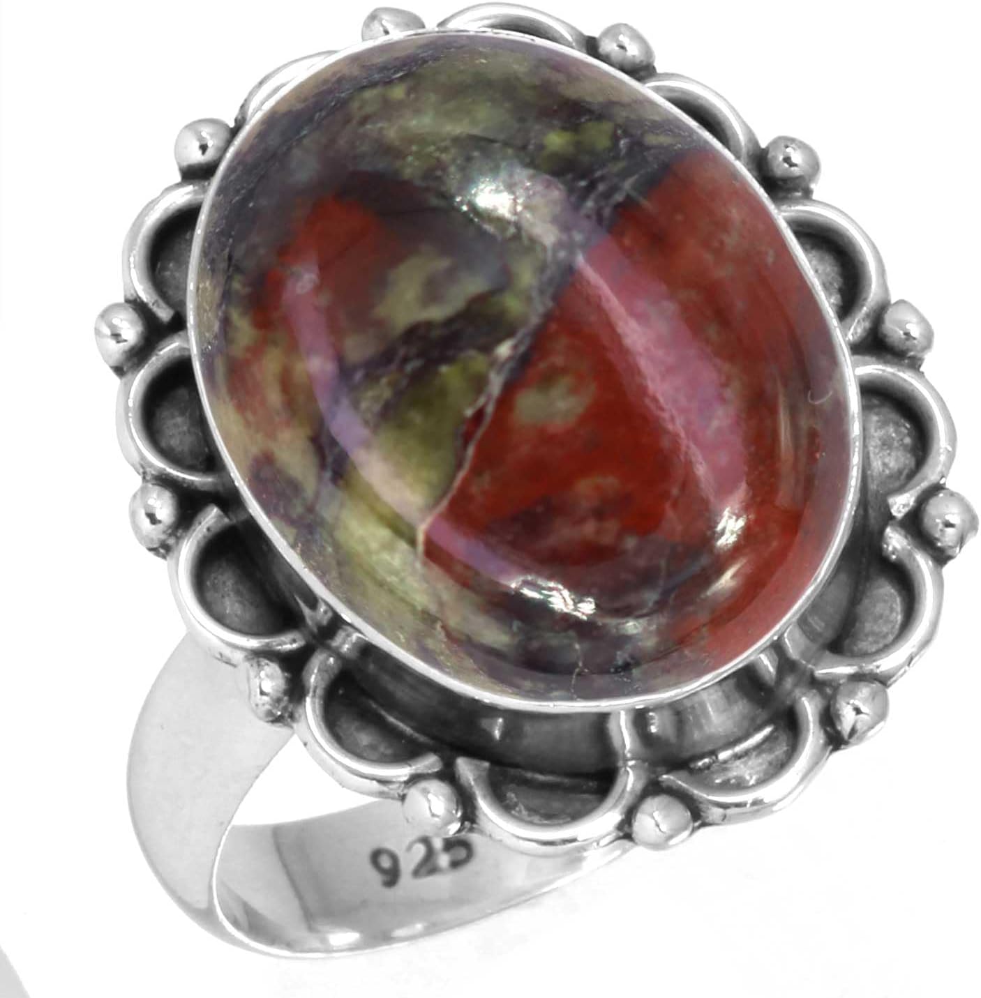 Boho Handmade Jewelry Chunky Natural Gemstone Pearl, Carnelian, Crystal, Lapis Oval Genuine 925 Sterling Silver Ring For Women