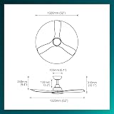 Philips Olas Ceiling Fan, 3 Blades, 24W LED Light, DC Motor, Color Temperature Range (3000K-4300K-6500K) with Dimmable Function, Remote Included, 52", white and wood - 3