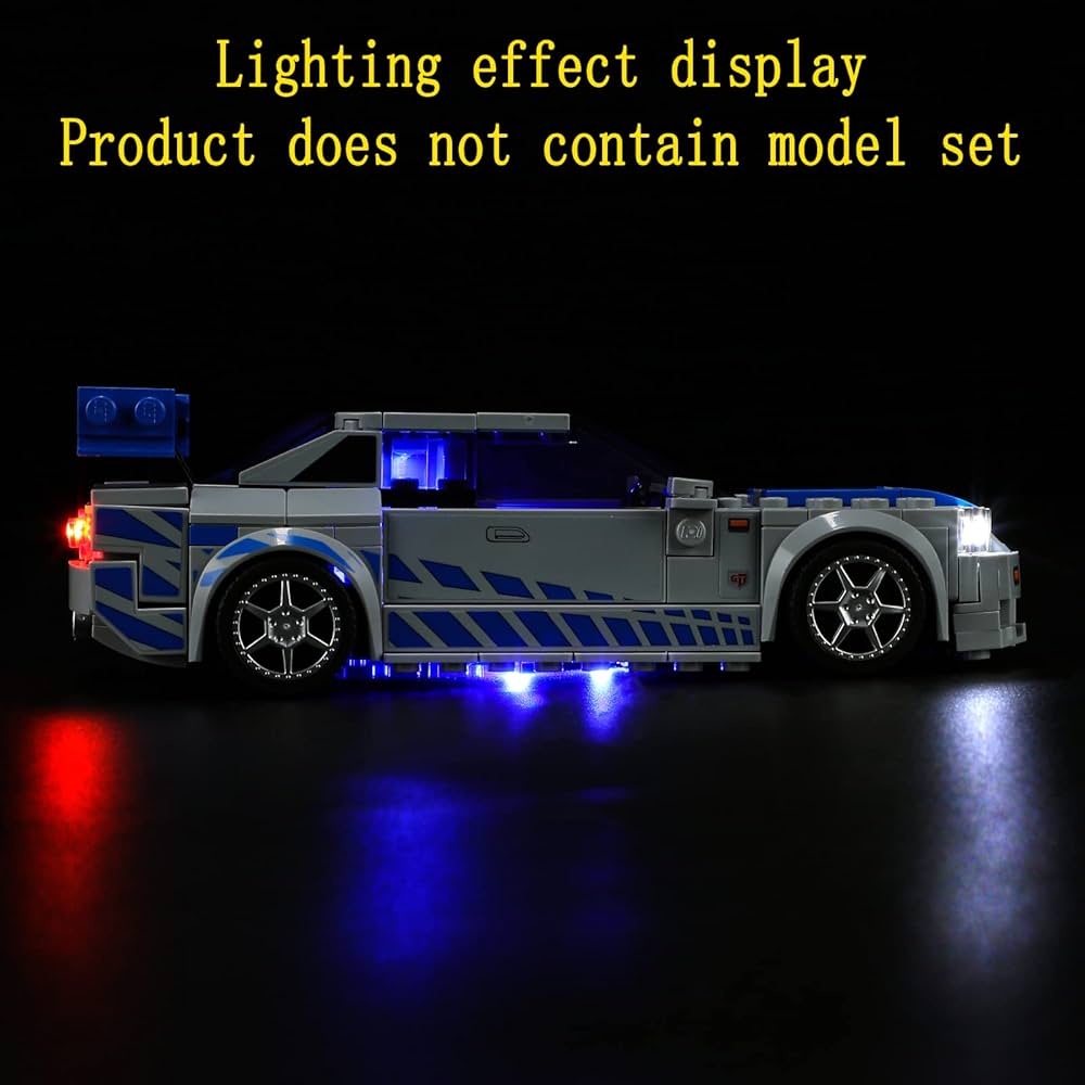 Kit Luci LED YEABRICKS Per Modello Auto 42210 Technic 2 Fast 2 Furious Nissan Skyline GT-R (R34) - Solo Illuminazione, Set Building Escluso