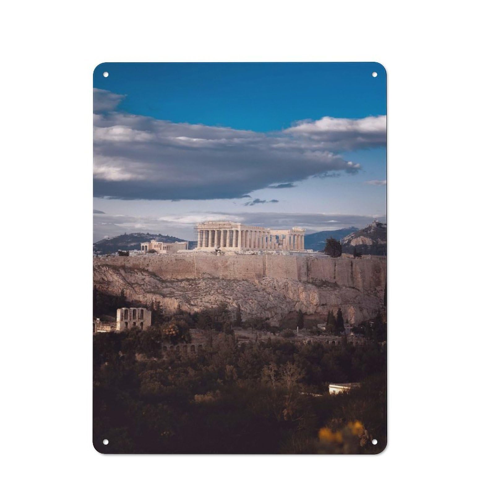 Junmoney Style-5 Acropoli Athens Rustic Metal Sign 40X30cm For Garden Room Or Summerhouse, For Themed Interiors In Garden Rooms And Summerhouses