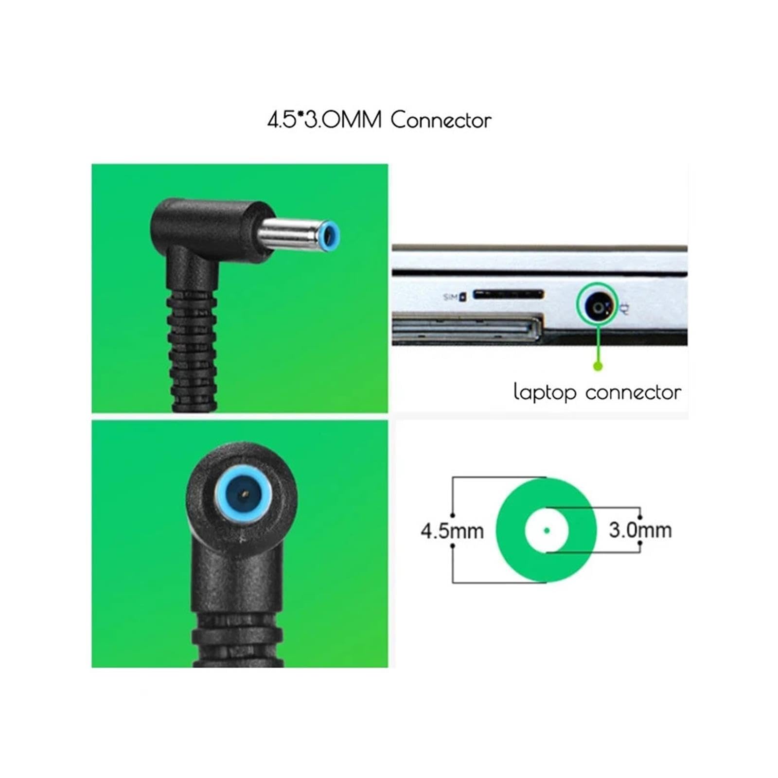 Adattatore For Caricabatterie Da Giro 19,5 V 2,31 A 45 W 4,5 * 3,0 Mm, Compatibile For HP, Stream X360 13 14 Pavilion 854054-001 741727-001 740015-740015-002(With UK plug)