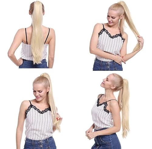 Aplique Rabo De Cavalo Presilha Loiro Clarissimo Fibra Orgânica Macia.