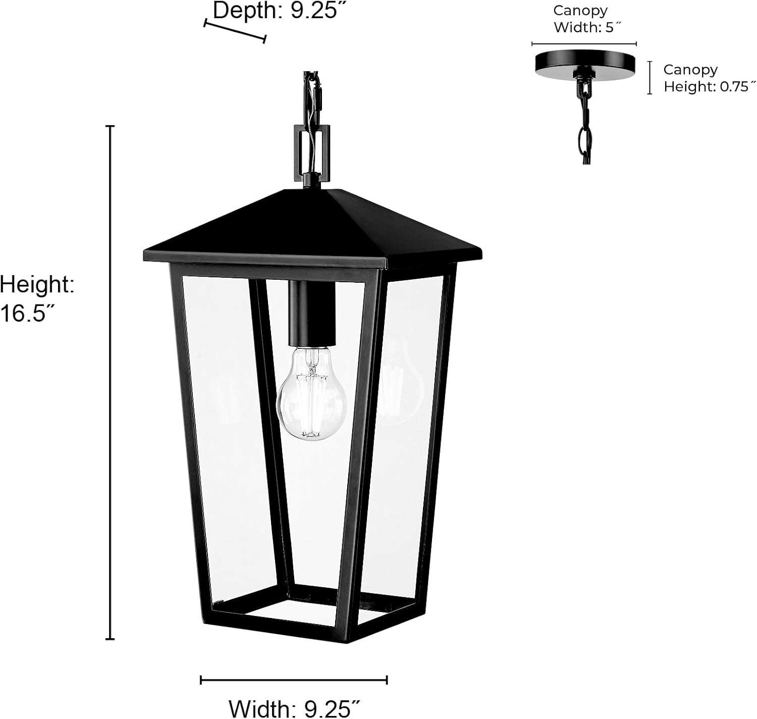 ML Lighting 198201-PBK Munger 9.25" Wide 1-Light Outdoor Hanging Pendant - Powder Coated Black