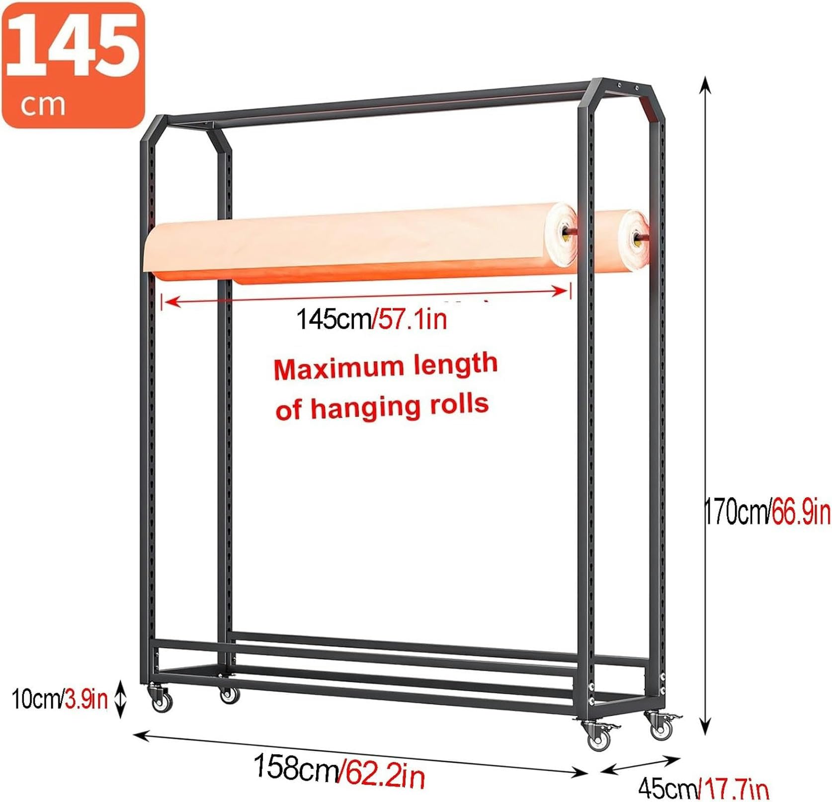 Carrello in acciaio resistente, per carta da parati e pellicola per finestrini dell'auto, in vinile, per una facile nizzazione