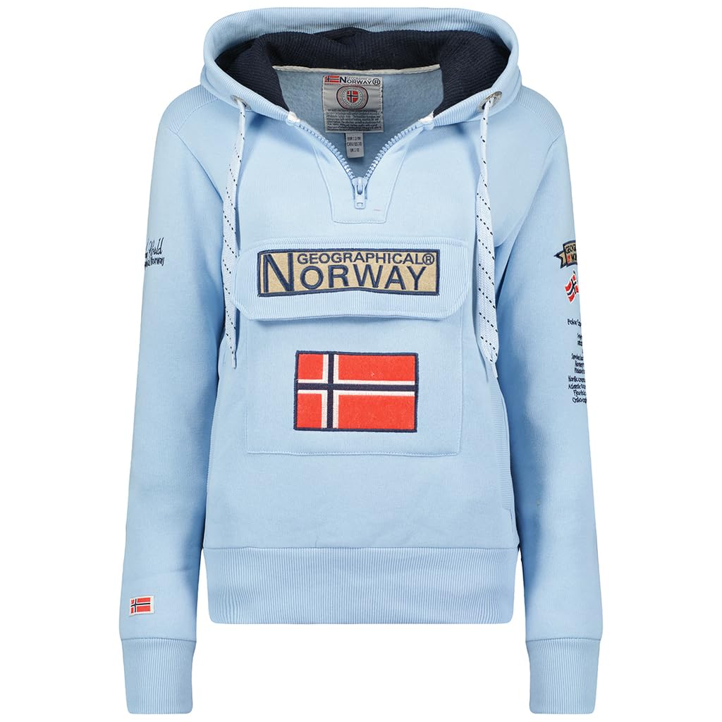 Geographical Norway GYMCLASS Mujer - Sudadera con Capucha y de Bolsillo Canguro para Mujer - Sudadera con Logo de la Marca y Manga Larga