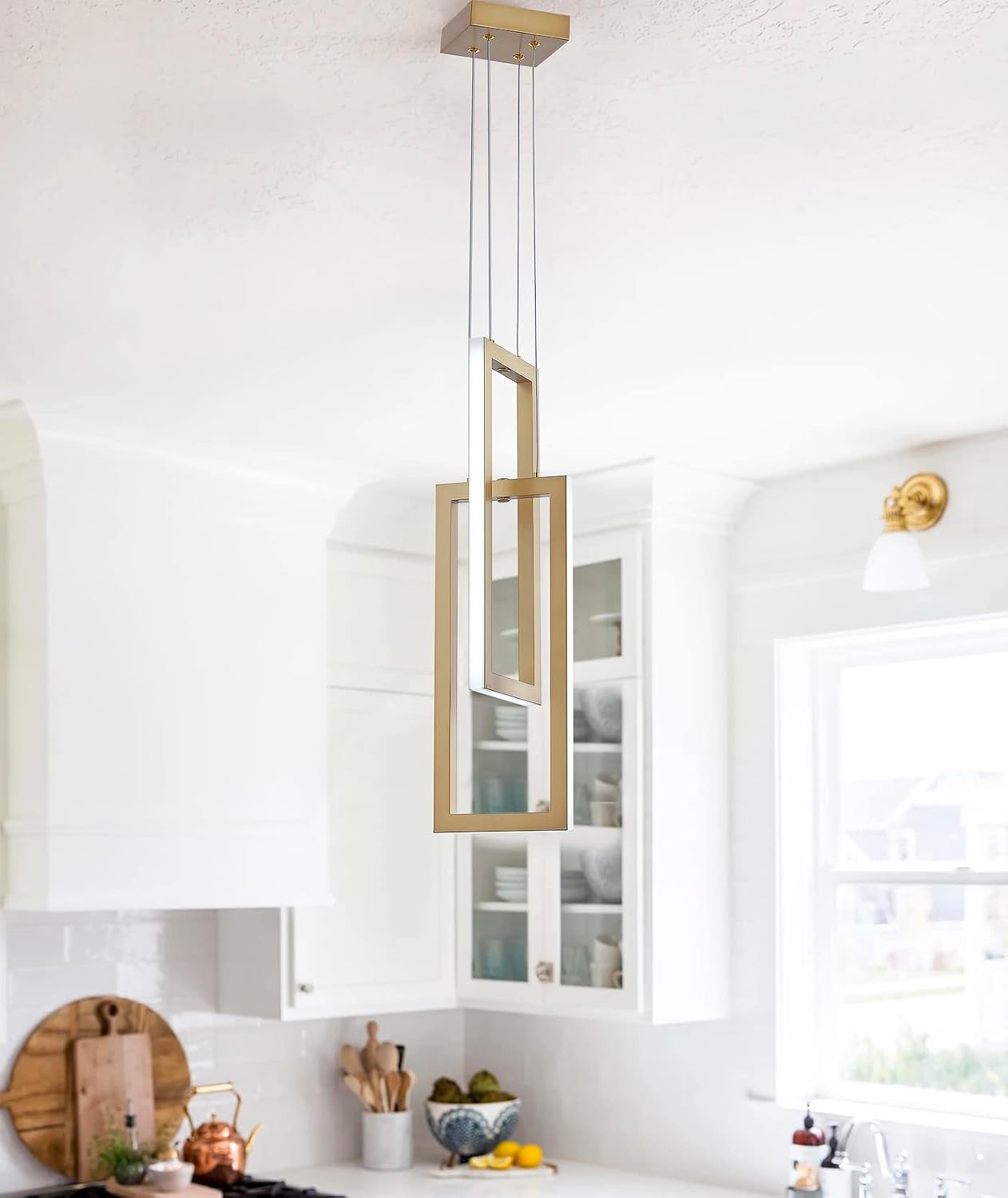 Aiwen LED Pendant Lights Fixtures Adjustable Hanging Light Modern Gold Aluminum Dimmable Chandelier Ceiling Lighting for Dining Room Living Room Kitchen Island Flush Mount Light 6000K
