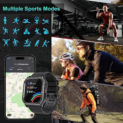 Smart Watch-Military Smart Watches For Men, 2'' Military Watch With Bluetooth Call Ip69 Waterproof Smart Watches Rugged Outdoor Men's Watch For Iphone Android Smartwatch With Heart Rate Monitor #TOP2