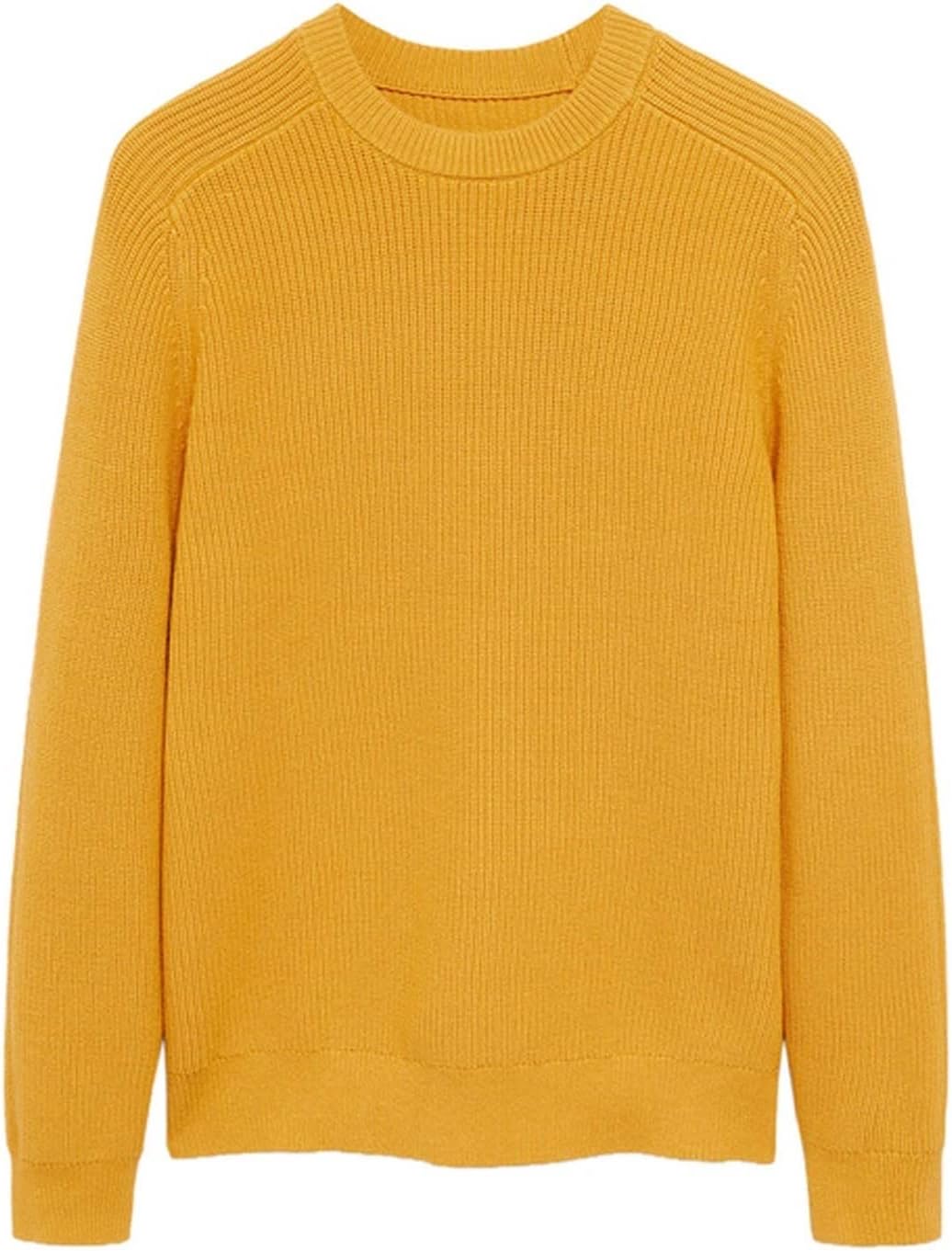 ニット メンズフィッシャーマンアイルランドリブクルーネックセーター秋冬男性セーターストリートウェア セーター(Yellow,XXXL