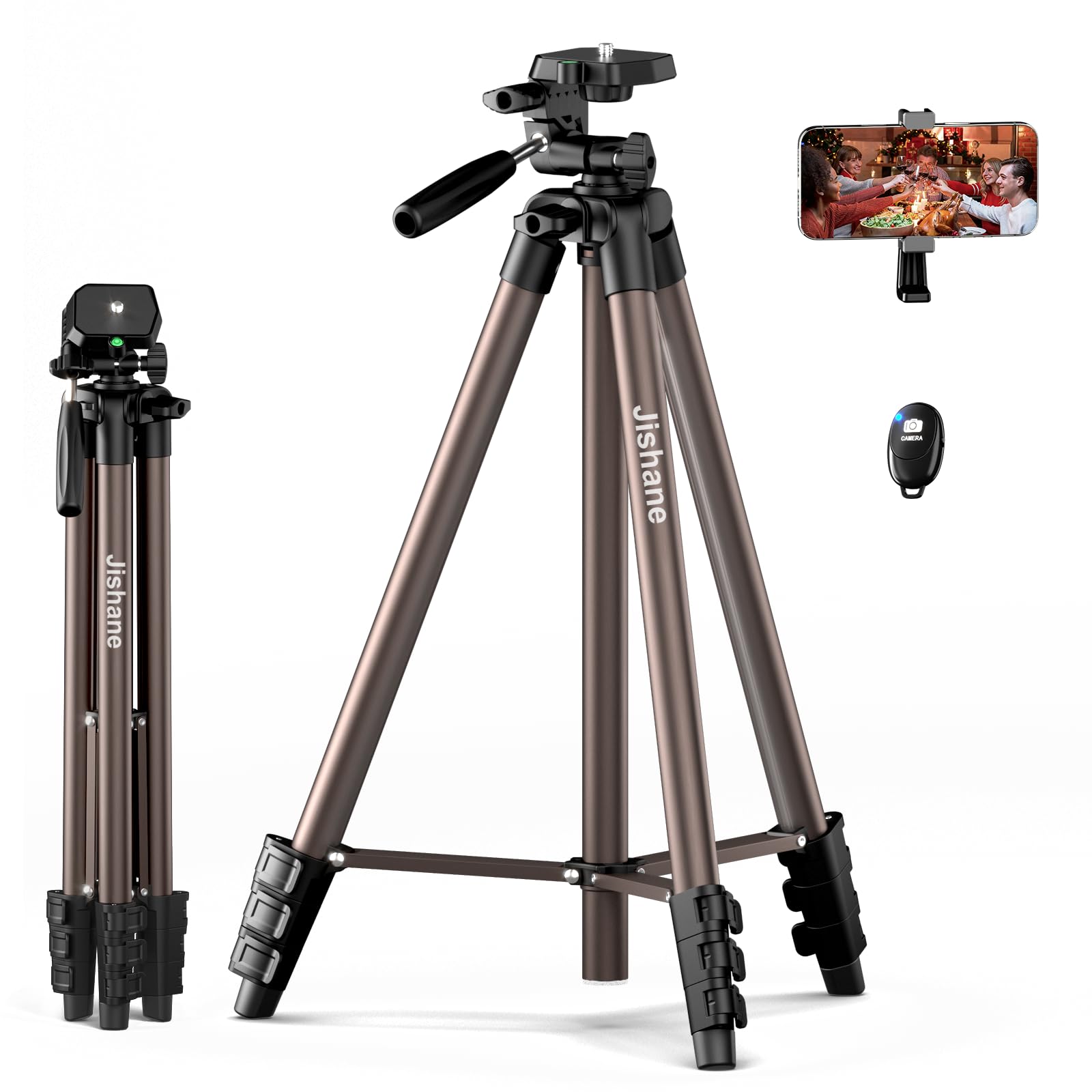 71 Camera Tripod Lightweight Aluminum Phone Tripod with Wireless Remote Phone Holder Carry Bag Portable Travel Camera Stand