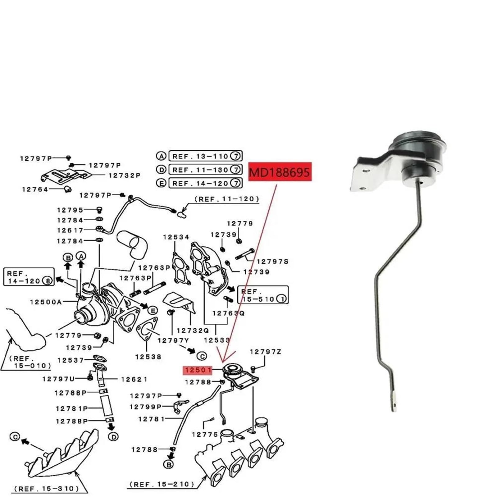 Turbocompresseur Pour Mitsubishi Pour Pajero Pour Montero Pour Triton L200 Pour Shogun Turbocompresseur Actionneur Soupape De Décharge Turbo Wastegate Actionneur