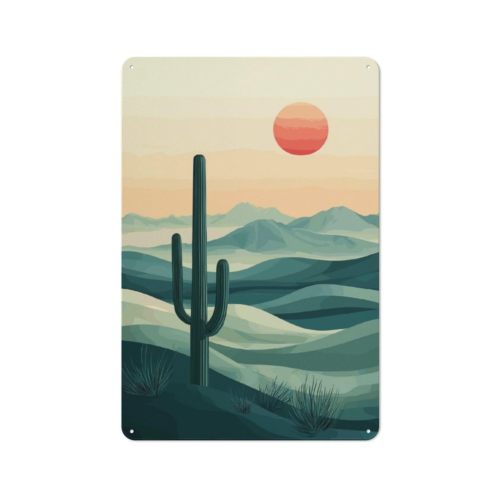 Junmoney Desert Sunset Landscape Retro Tin Sign 30X20cm For Bar Or Restaurant, For Collectors Of Retro Metal Wall Decor