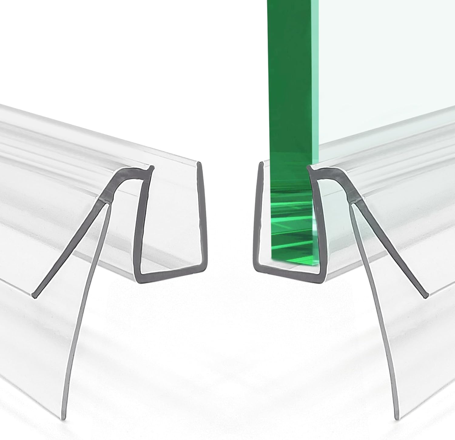 2 PCS Shower Door Seal, Length 39 Inch Frameless Glass Door Seal, Clear PVC Shower Door Sweep Stop Shower Leaks, Shower Bottom Seal for 5/16”-3/8”(8-10mm) Thick Glass Clear K-5/16”-3/8”(8-10mm)-39"Long-2PCS