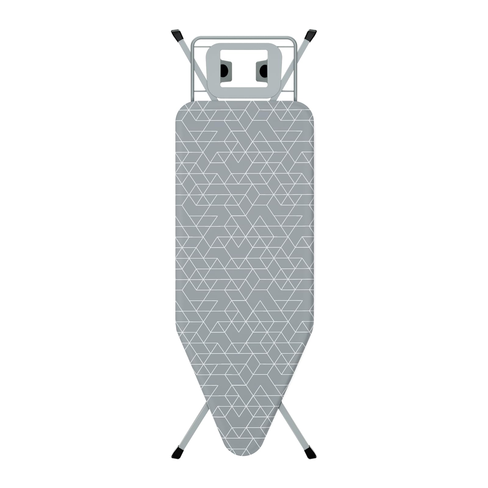 STANEW Table a Repasser 120 x 45 cm,Planche a Repasser Pliable,pour Centrale Vapeur,Système Anti-Fermeture,Hauteur Réglable,avec Housse en 100% Coton,Support de Fer Intégré, Pieds Antidérapants(Gris)