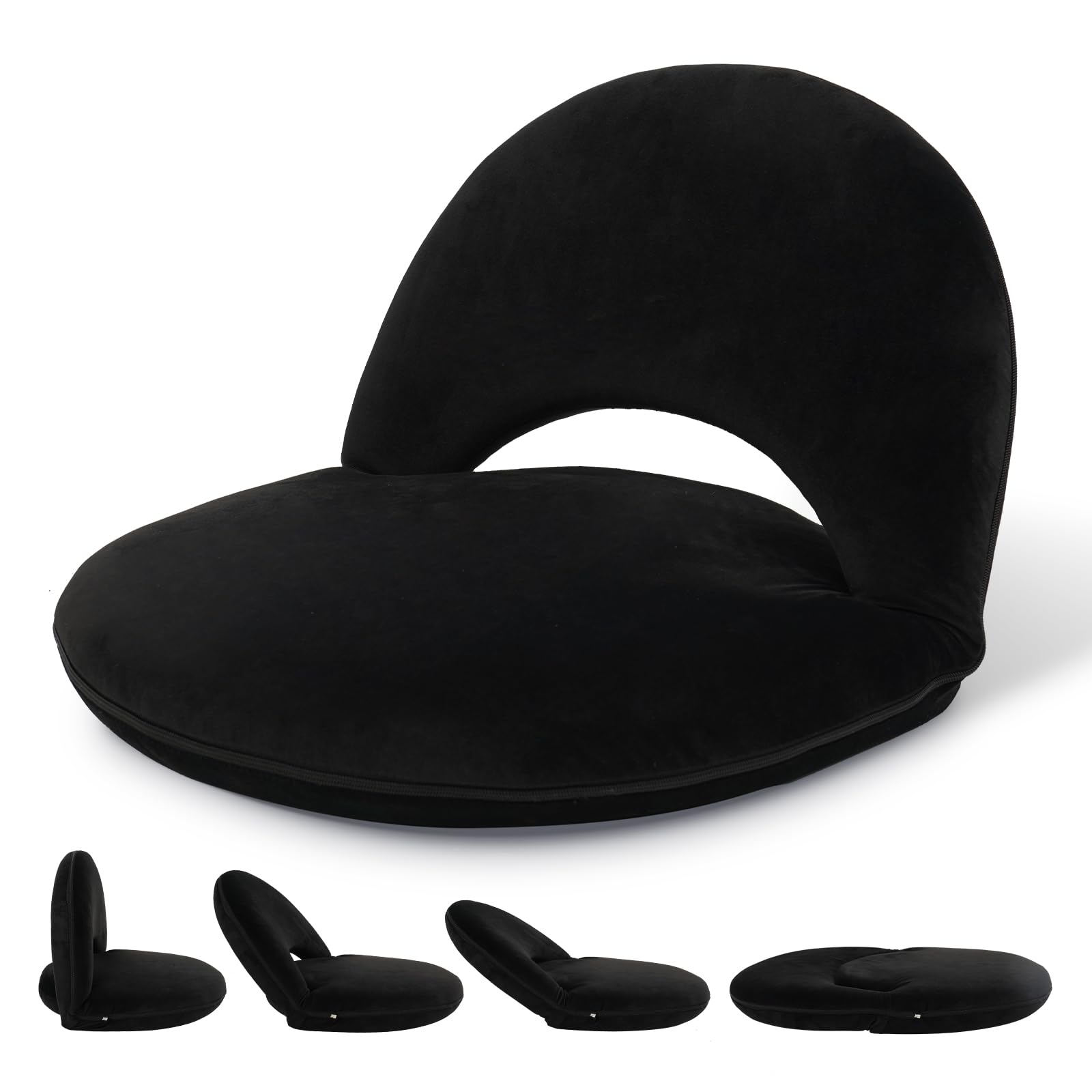 KLASIKA Adjustable Floor Chair with Back Support Foldable Meditation Chair Portable Stadium Seats Recreation Bleacher Seat Versatile Beach