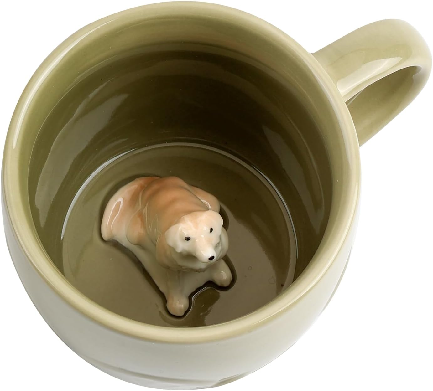 Labrador Dog Ceramic Mug Hidden 3D Animal Inside Cup,Handmade Animal Figurine Teacup,Christmas,Birthday,Mother's Day Gifts for Friends Family or Kids(Sage Green Labrador)