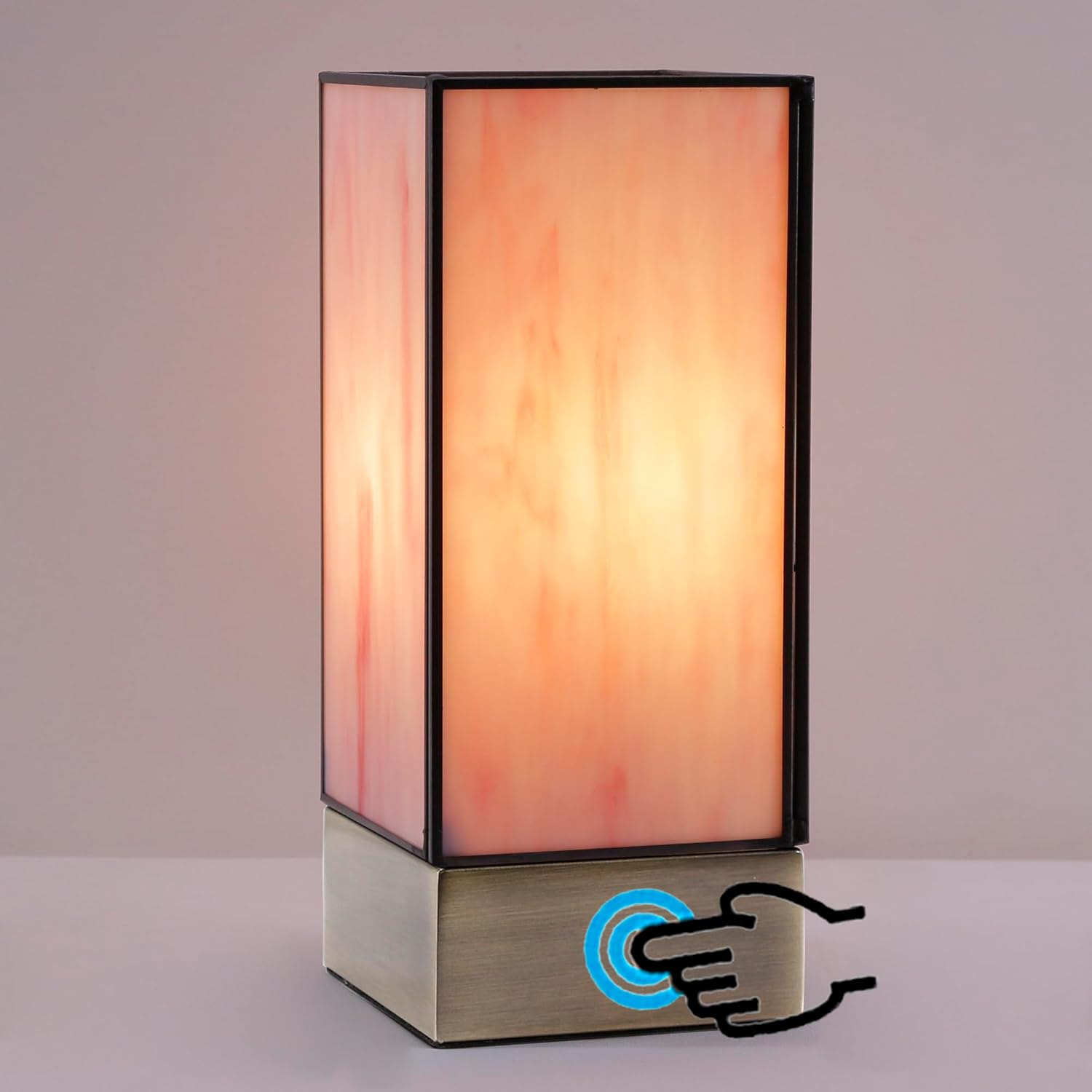 Tiffany Lamp Touch Control Small Table Lamp Pink Stained Glass Desk Lamp 4x4x10 Inches Reading Light